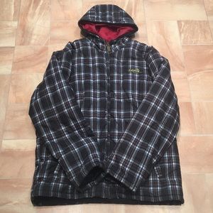 Billabong Vintage Men’s Dark Plaid Outdoor Winter Puffer Jacket